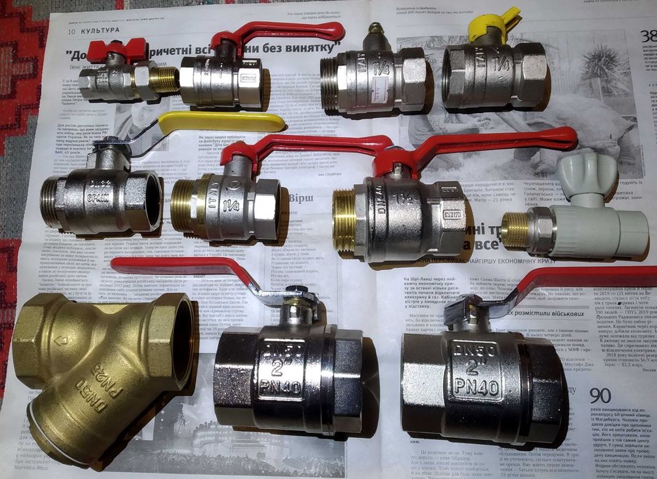 Шаровые краны DN32, DN40 и DN50 и разные фитинги