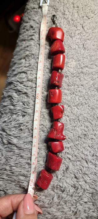 OKAZJA- Bransoletka koral naturalny czerwony vintage po babci 58g