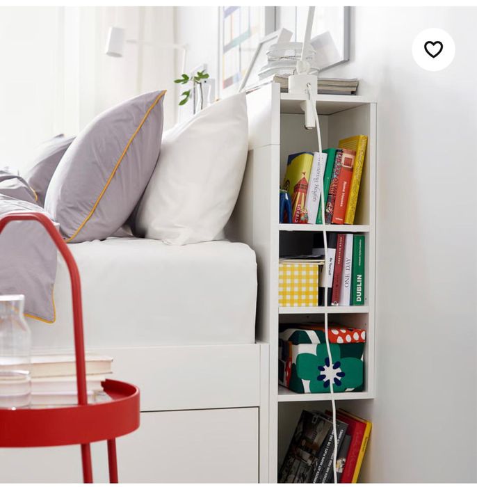 BRIMNES Estrutura cama c/arrumação, branco, 160x200 cm com Cabeceira c/arrumação, branco, 160 cm