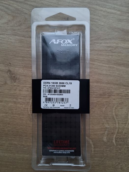 Pamięć RAM 16GB DDR4 sodimm AFOX od Micron do laptopa Nowa 2666 PC4