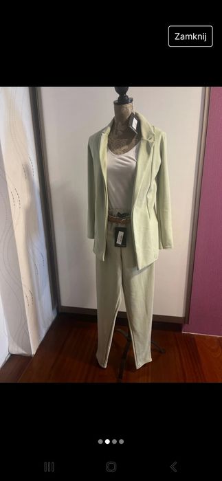 Nowy garnitur zielony damski set komplet elegancki na komunię 34 xs 36