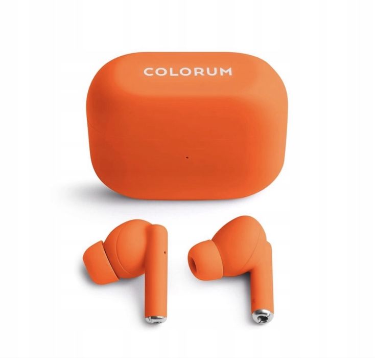 Sluchawki Bezprzewodowe Colorum TWS Bluetooth 5.3 pomarańczowe USB C Nowe