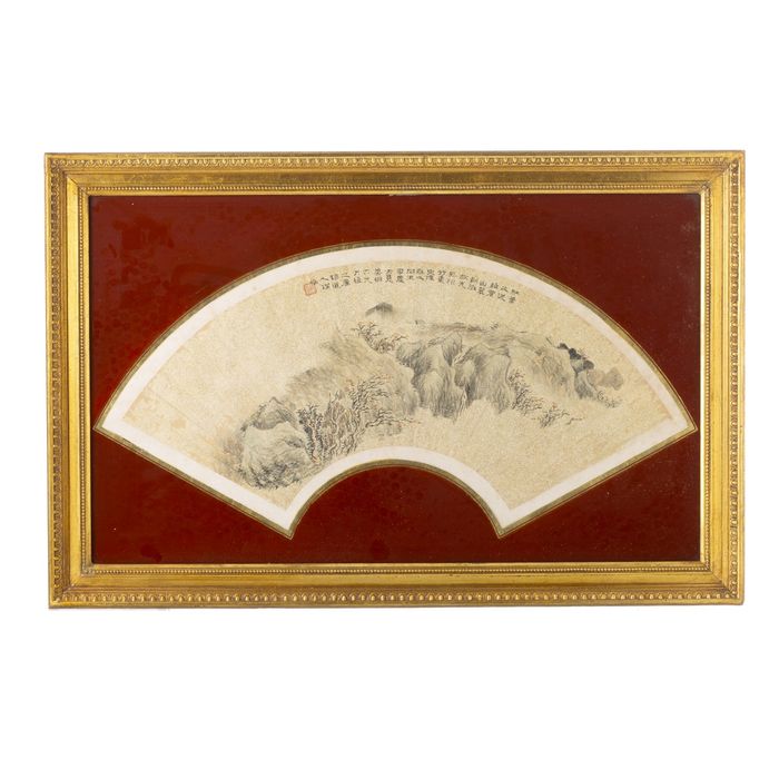 Pintura - Escola Chinesa; pintura em forma de leque