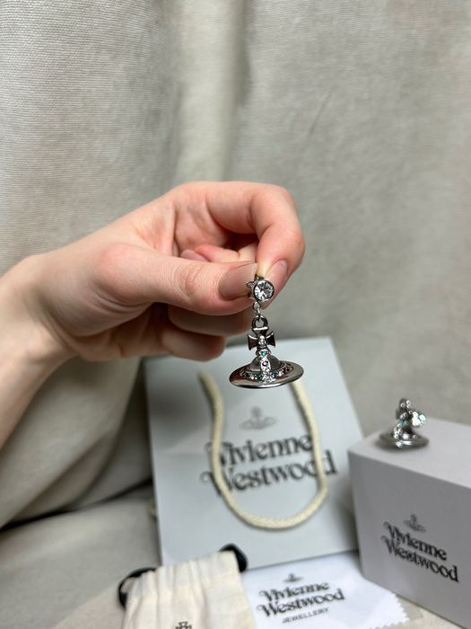 Vivienne Westwood Saturn Orb Silver Earrings оригинал сережки серьги