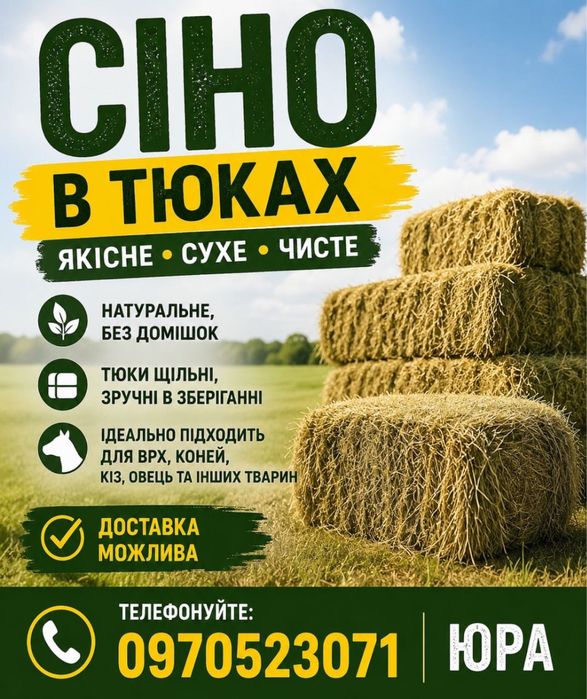 Сіно в тюках,якісне, сухе, чисте