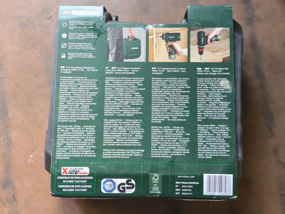 Barequim/Aparafusadora Parkside 12V (SELADO) s/ bateria