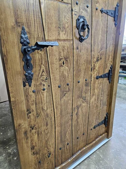 Drzwi DŁUGOSZ drewniane zewnętrzne góralskie ciepłe powietrze GOTOWE