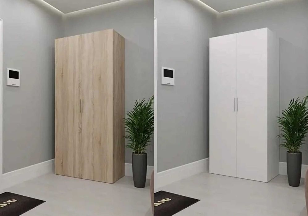 ОПЛАТА ЧАСТИНАМИ ‼️ Висока шафа на 5 полиць для одягу із ДСП Біла