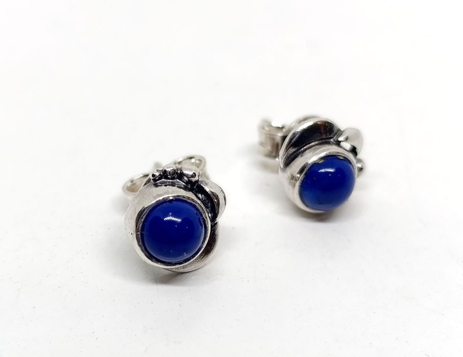 Kolczyki wkrętki lapis lazuli srebro 925