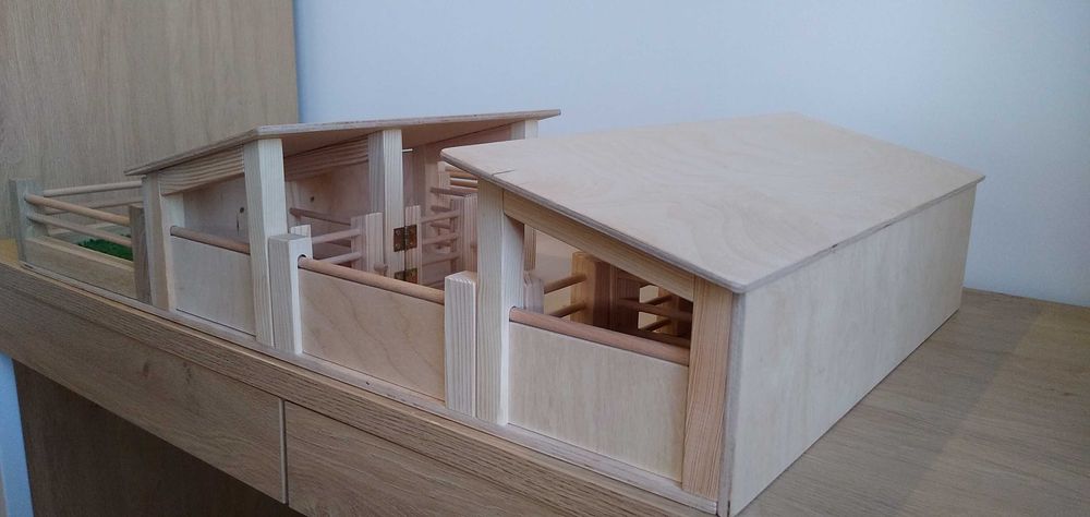 Stadnina dla koni typu ,, schleich" drewniana 6 boksów