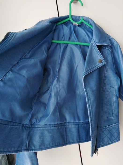 Kurtka 146 ramoneska eko skóra niebieska