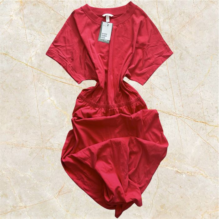 Sukienka maxi pomarańczowa neonowa, H&M, M