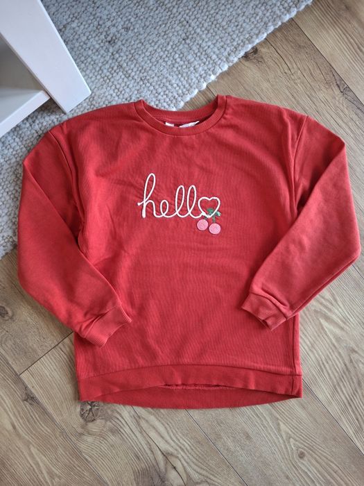 134cm 140cm H&M czerwona bluza hello, bluza dziewczęca