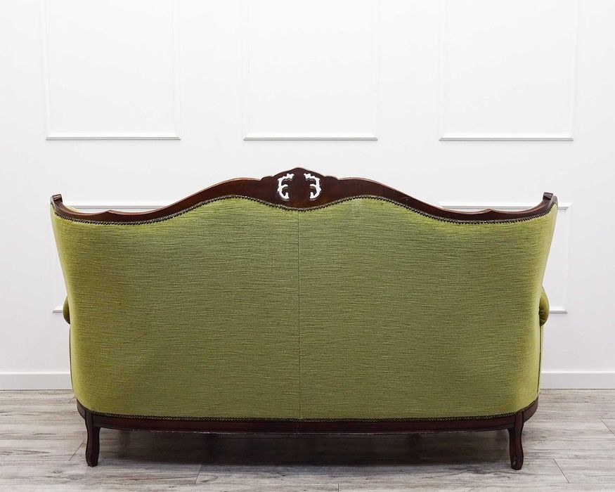 Meble do SALONU Komplet Ludwik PIKOWANA Kanapa SOFA buk PLUSZ oliwkowy