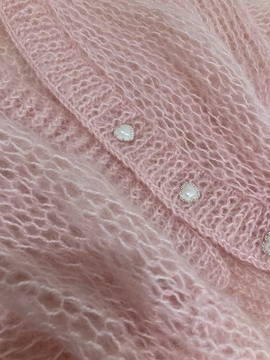 Рожевий кардиган в‘язаний кардиган павутинка хмаринка мохер мохеровий