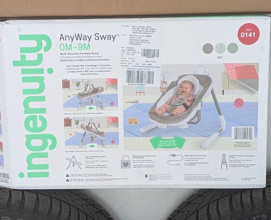 Espreguiçadeira elétrica de bebé Ingenuity AnyWay Sway