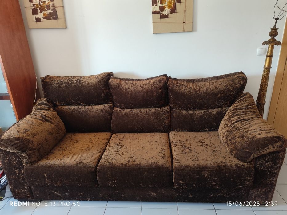 Sofá cama 3 lugares com chaise Long