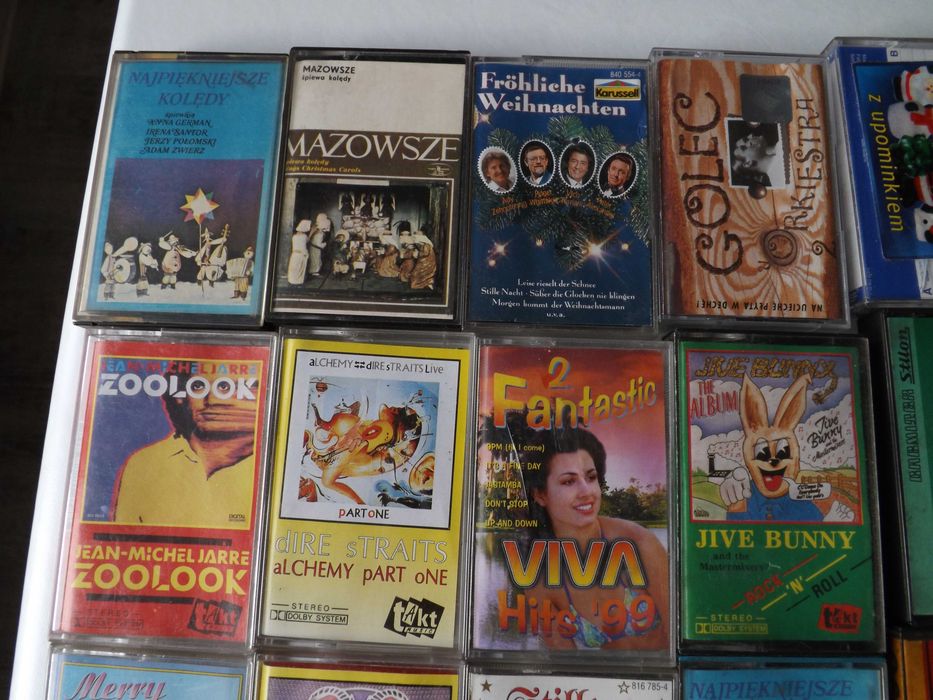 Kasety audio, klasyka, Jarre, Queen, Simon, Demo, czyszcząca i inne.