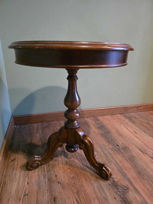 Okrągły stolik fornirowany, intarsja #16 Stylowy Węgrów