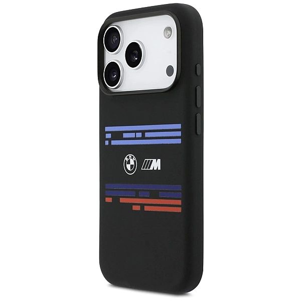 Etui BMW M Silicon Horizontal Line MagSafe na iPhone 17 Pro - czarne