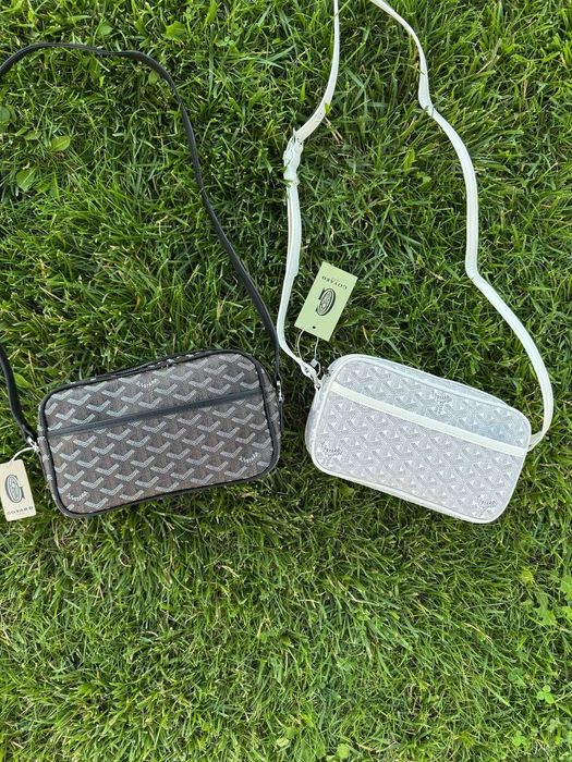 Сумка Goyard месенджер через плече гуаярд чорна і біла