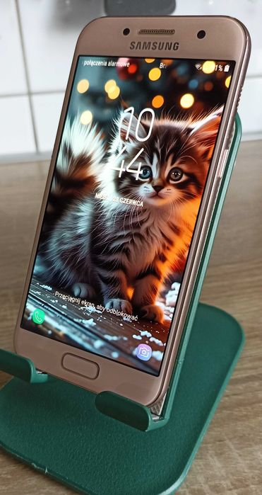 Zestaw Samsung Galaxy A3 2017 Peach Cloud Mały Piękny+Unikatowe etui Neon + nowa bateria.