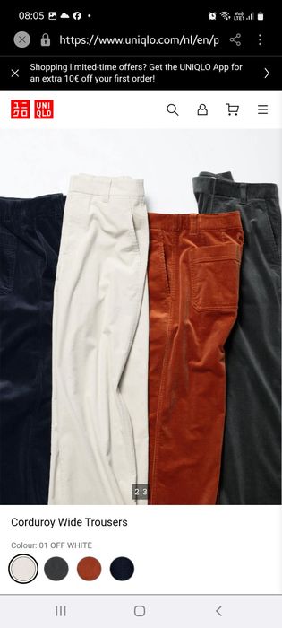 Вельветові штани жіночі світлі UNIQlO