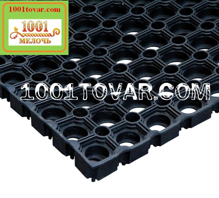 Грязезащитный резиновый коврик "Соты" на ступени с бортиком 90х30х0,5