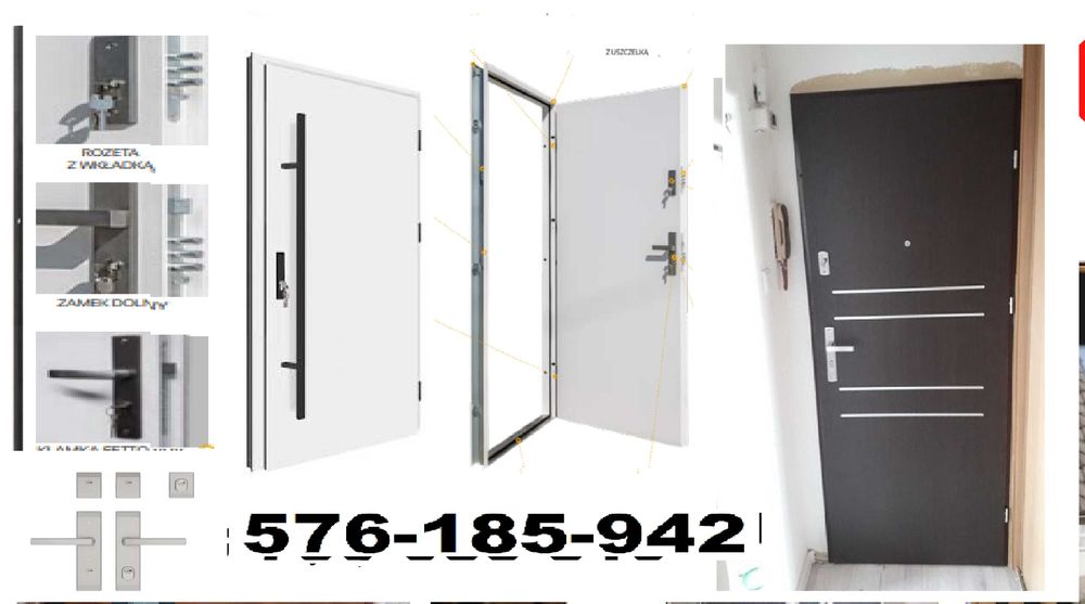 Tanie drzwi zewnętrzne z montażem ,wejściowe akustyczne antywłamaniowe