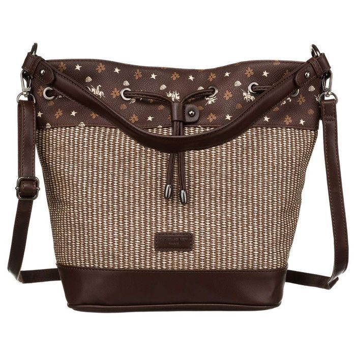 Stylowa torebka worek z ozdobnym panelem - David Jones