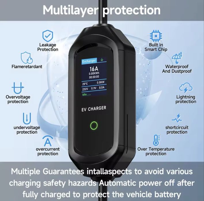 Зарядка Wi-Fi, EV CHARGER 16a, Type1 Type2 GBT 3.5 та 5 метрів