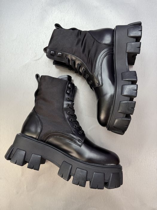 Ботинки Prada Monolith Combat Leather Nylon
