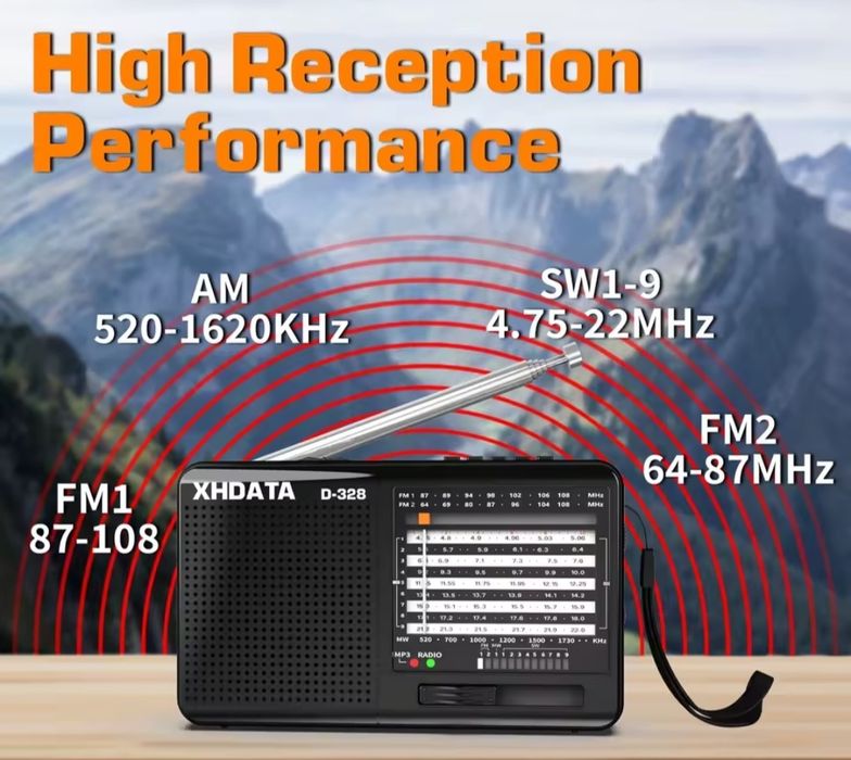 Радіоприймач Xhdata D368 FM/AM/SW MP3, Bluetooth, УКВ  64-108 МГЦ