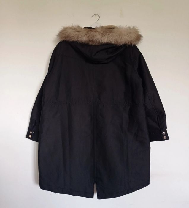 Czarna kurtka zimowa parka Next ,przedłużany płaszczyk rainwear rozmiar 46