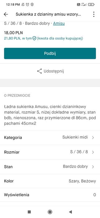 Sukienka amisu cętki wzory ciepla