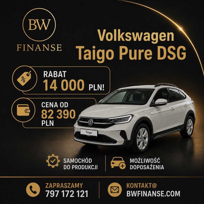Volkswagen Taigo Pure DSG nowy 2026 od ręki niskie raty bez bik i krd