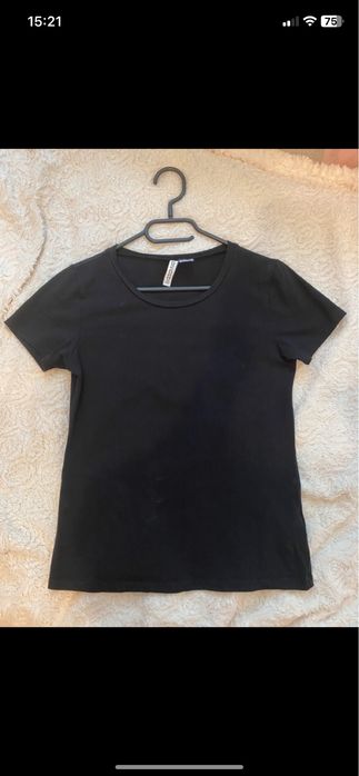 Bluzka koszulka t-shirt basic czarny H&M XS/S divided lato wiosna