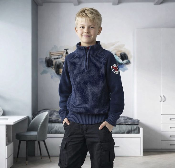 Tommy Hilfiger 134 8-10 lat granatowa bluza sweterkowa z golfem