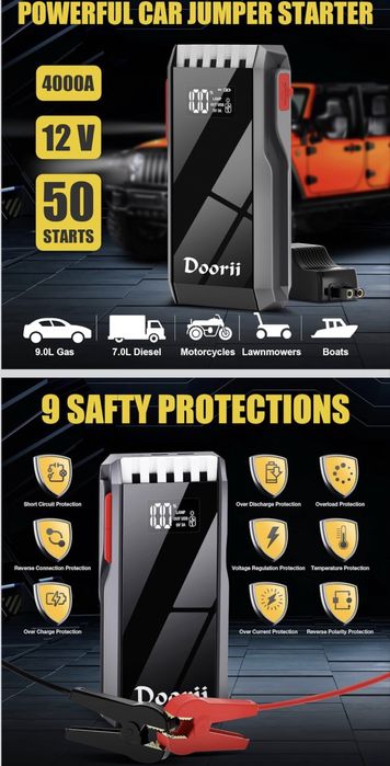 Booster de Bateria 4000A - Liga o carro mesmo sem bateria! Novo + Mala