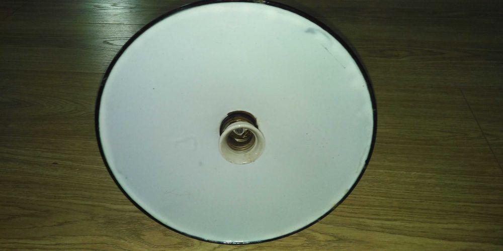 Lampa wisząca prl loft emaliowany klosz