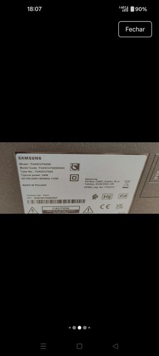 TV Samsung 43" Crystal UHD 4k smart