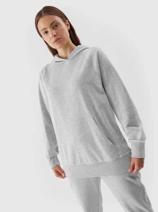 4F 4FAW23TSWSF0725 szara dresowa bluza damska z dużym kapturem XL