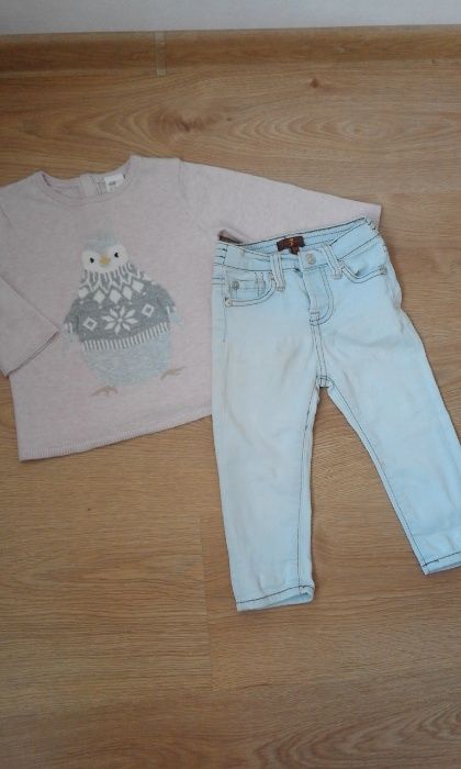 Костюм H&M комплект реглан и джинсы на девочку 1-2 г