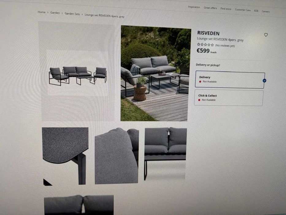 zestaw mebli ogrodowych RiSVEDEN Lounge set grey dodatki