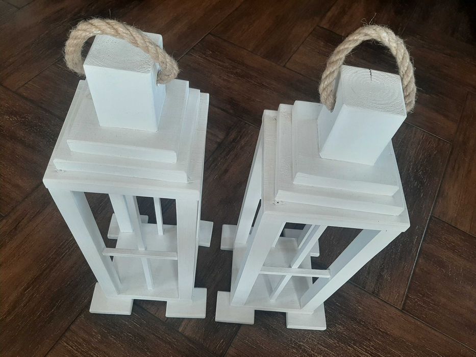 Lampiony drewniane białe