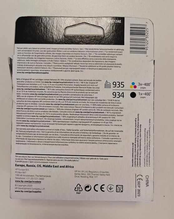 Tintas originais HP 934/935 Pack 4