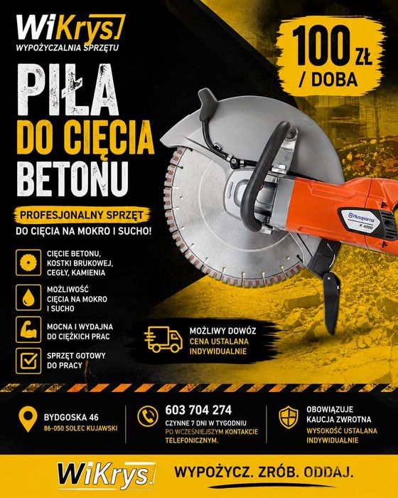 Przecinarka do kostki, betonu - wynajem