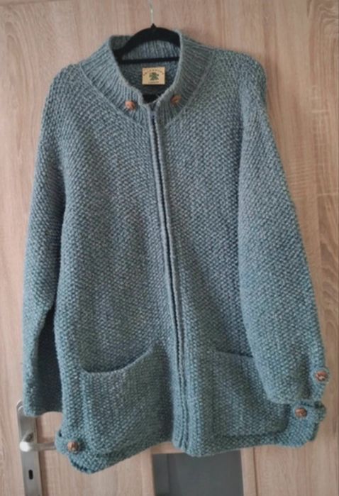 Odpinany sweter / kardigan / recznie robiony / wełna