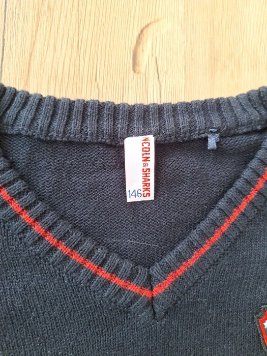 Sweter galowy granatowy chłopak rozmiar 146