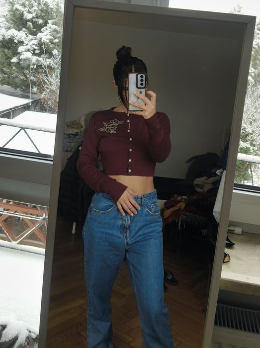 Bordowy kardigan sweter świąteczny sweater MEW